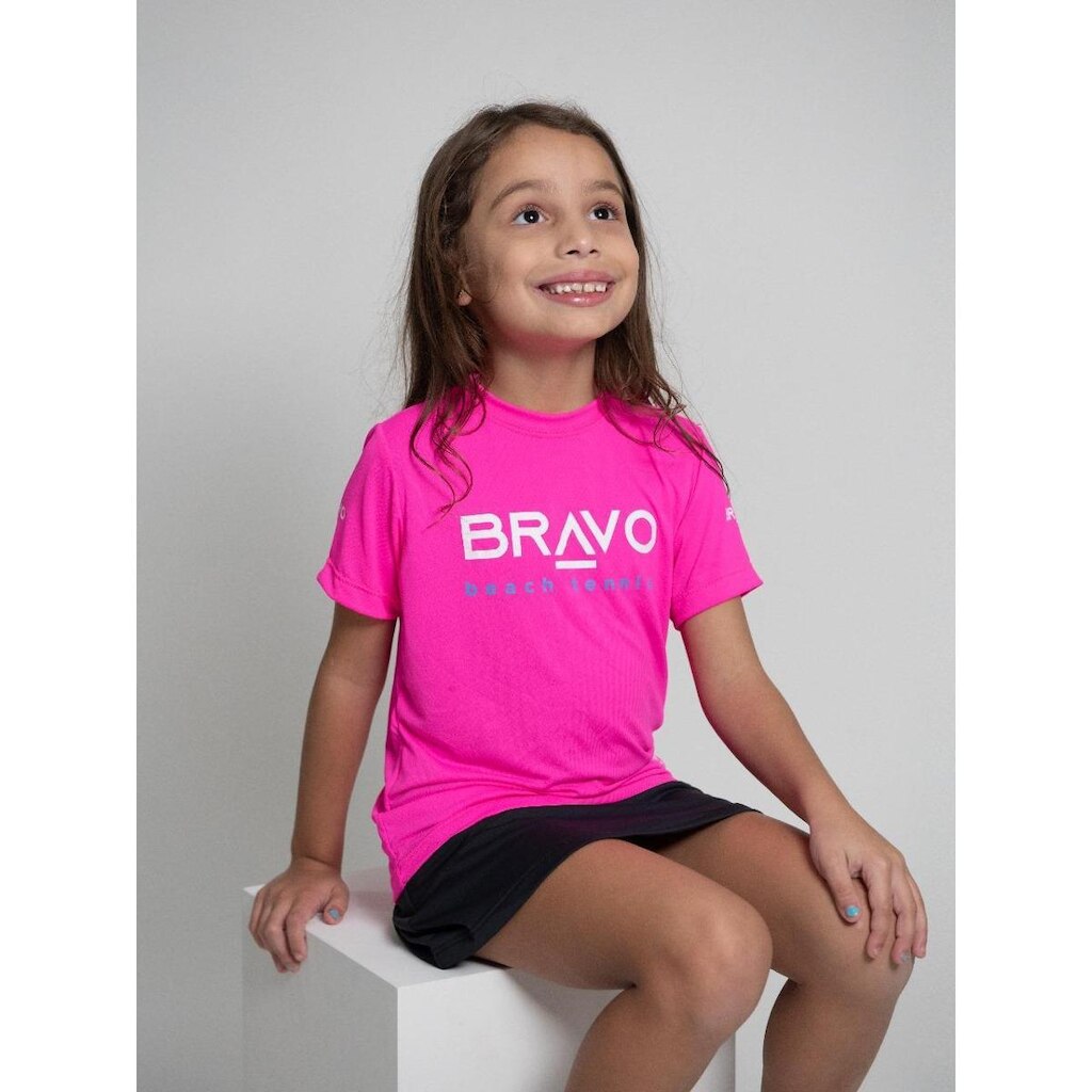 Camiseta New Game Infantil Manga Curta Rosa