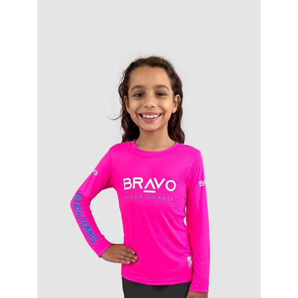 Camiseta New Game Infantil Manga Longa Rosa