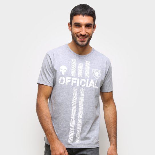 Camiseta NFL Las Vegas Raiders Marvel O Justiceiro Masculina - Mescla Claro Menor preço em Camiseta NFL Las Vegas Raiders Marvel O Justiceiro Masculina - Mescla Claro