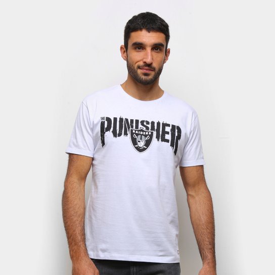 Camiseta NFL Las Vegas Raiders Punisher Marvel Masculina - Branco é ruim? Camiseta NFL Las Vegas Raiders Punisher Marvel Masculina - Branco é boa?