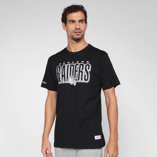 Camiseta NFL Oakland Raiders Mitchell & Ness Masculina - Preto Menor preço em Camiseta NFL Oakland Raiders Mitchell & Ness Masculina - Preto
