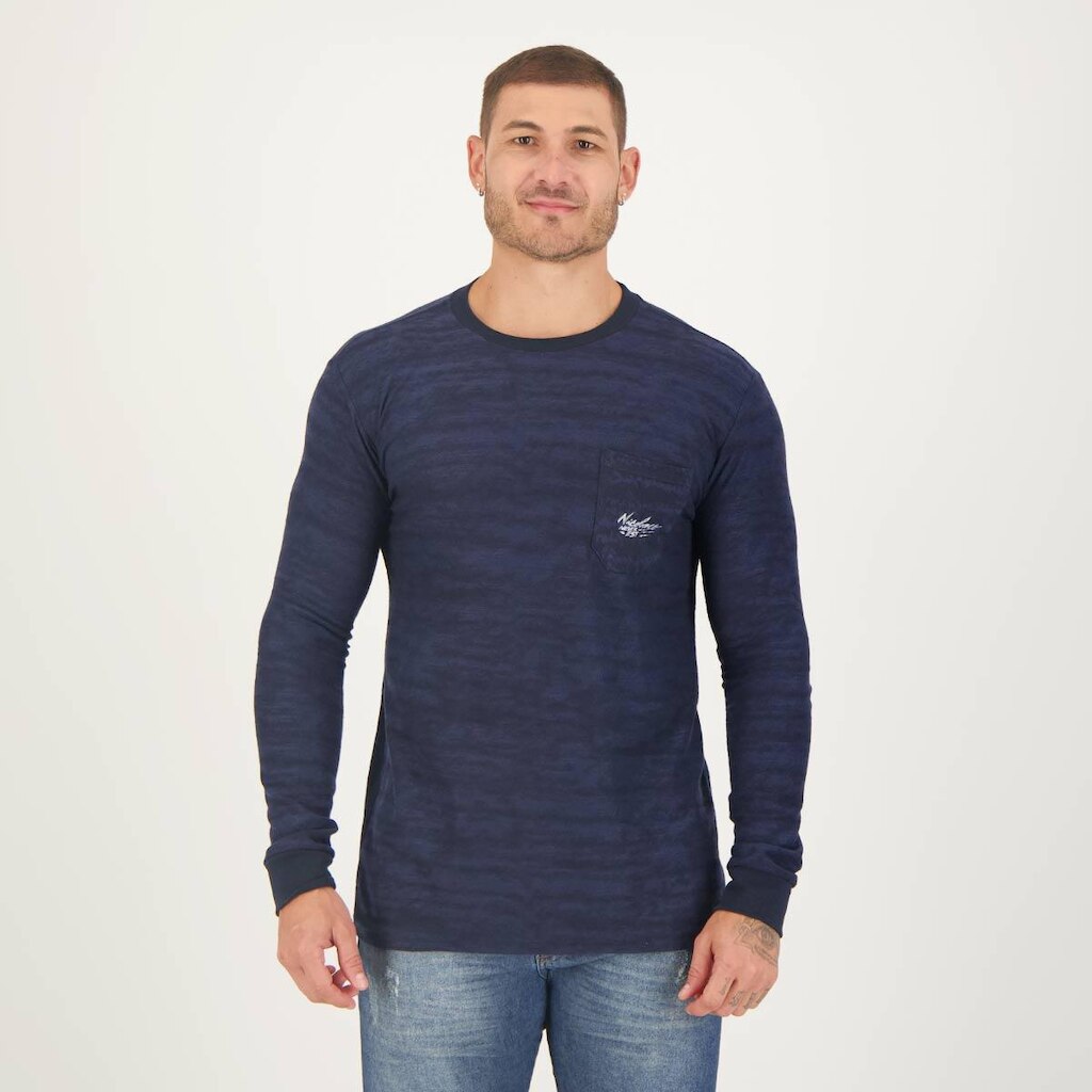 Camiseta Nicoboco Manga Longa Shadow Marinho