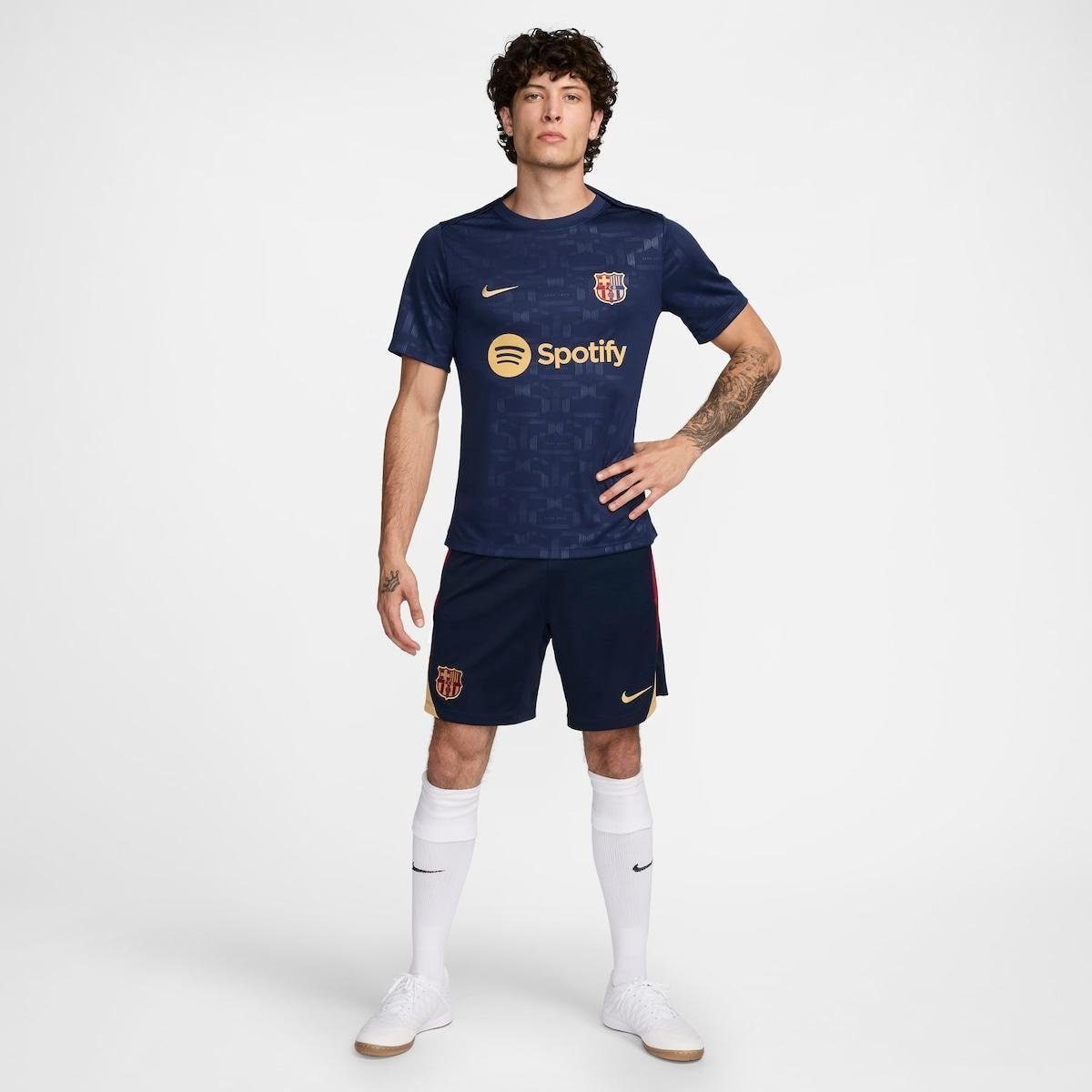 Camiseta Nike Barcelona Academy Pro Masculina Pre Match - Azul
