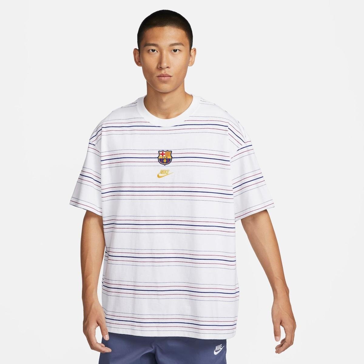 Camiseta Nike Barcelona Essential Masculina - Branco | Netshoes