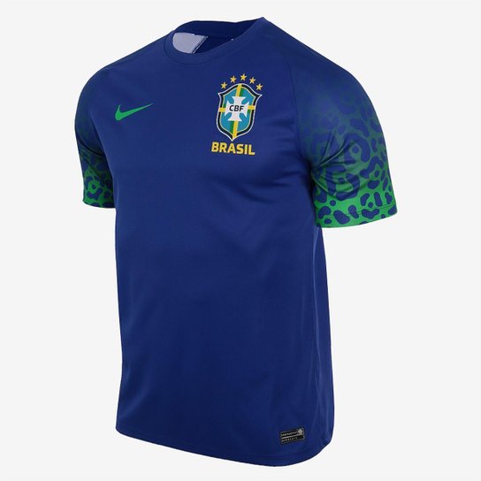 Camiseta Nike Brasil II 2022/23 Supporter Masculina - Azul Menor preço em Camiseta Nike Brasil II 2022/23 Supporter Masculina - Azul