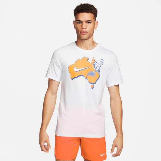 Camiseta Nike Court Slam Masculina - Branco Menor preço em Camiseta Nike Court Slam Masculina - Branco