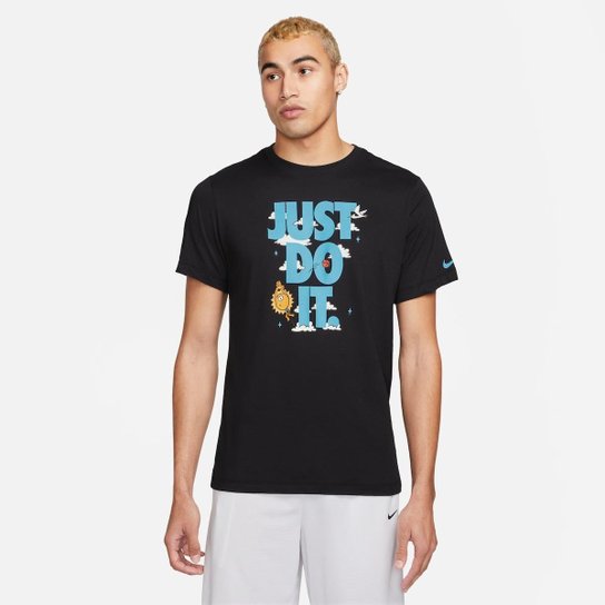 Camiseta Nike Dri-FIT "Just Do It" Masculina - Preto Menor preço em Camiseta Nike Dri-FIT "Just Do It" Masculina - Preto