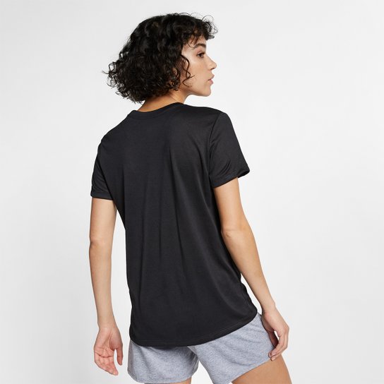 Camiseta Nike Dry Leg Tee Crew Feminina - Preto+Branco