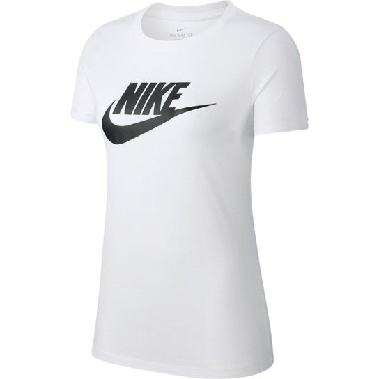 Camiseta Nike Essentials Icon Futura Feminina - Branco+Preto é ruim? Camiseta Nike Essentials Icon Futura Feminina - Branco+Preto é boa?