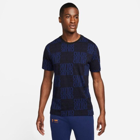 Camiseta Nike FC Barcelona Masculina - Preto Menor preço em Camiseta Nike FC Barcelona Masculina - Preto