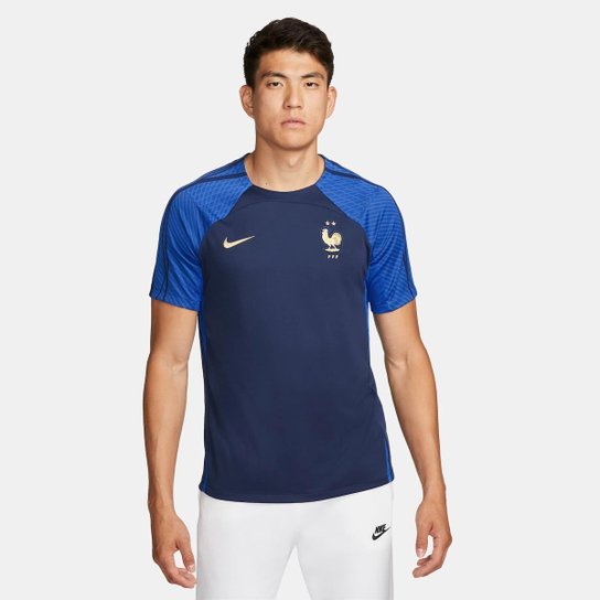 Camiseta Nike França Strike Masculina - Azul Menor preço em Camiseta Nike França Strike Masculina - Azul