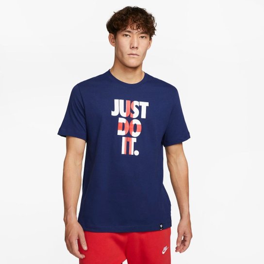 Camiseta Nike Inglaterra "Just Do It" Masculina - Azul Menor preço em Camiseta Nike Inglaterra "Just Do It" Masculina - Azul