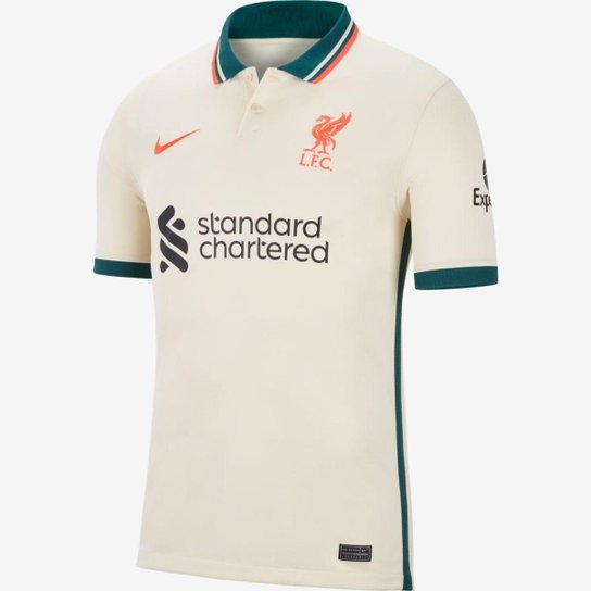Camiseta Nike Liverpool II 2021/22 Torcedor Masculina - Marrom Menor preço em Camiseta Nike Liverpool II 2021/22 Torcedor Masculina - Marrom