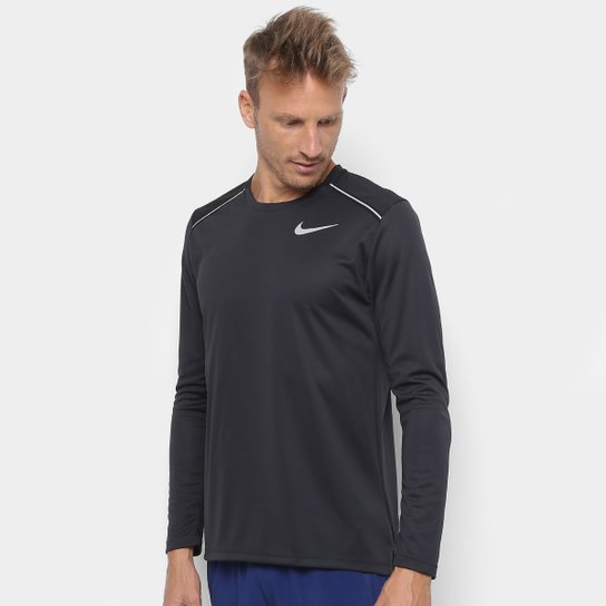 Camiseta Nike Manga Longa Dri Fit Miler Masculina Preto Netshoes