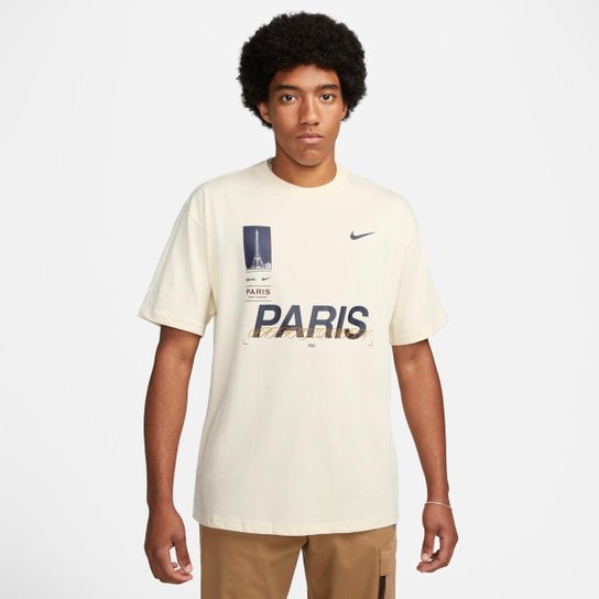 Camiseta Nike Max90 Paris Saint-Germain Masculina - Branco Menor preço em Camiseta Nike Max90 Paris Saint-Germain Masculina - Branco