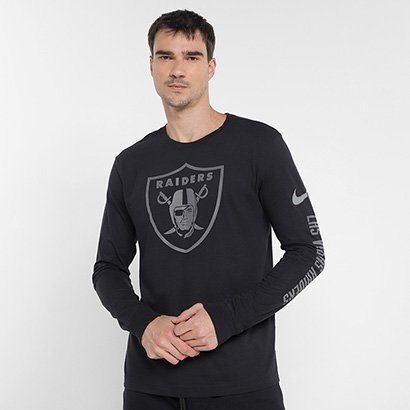 Camiseta Nike NFL Las Vegas Raiders Reflective Essential Manga Longa Masculina - Masculino