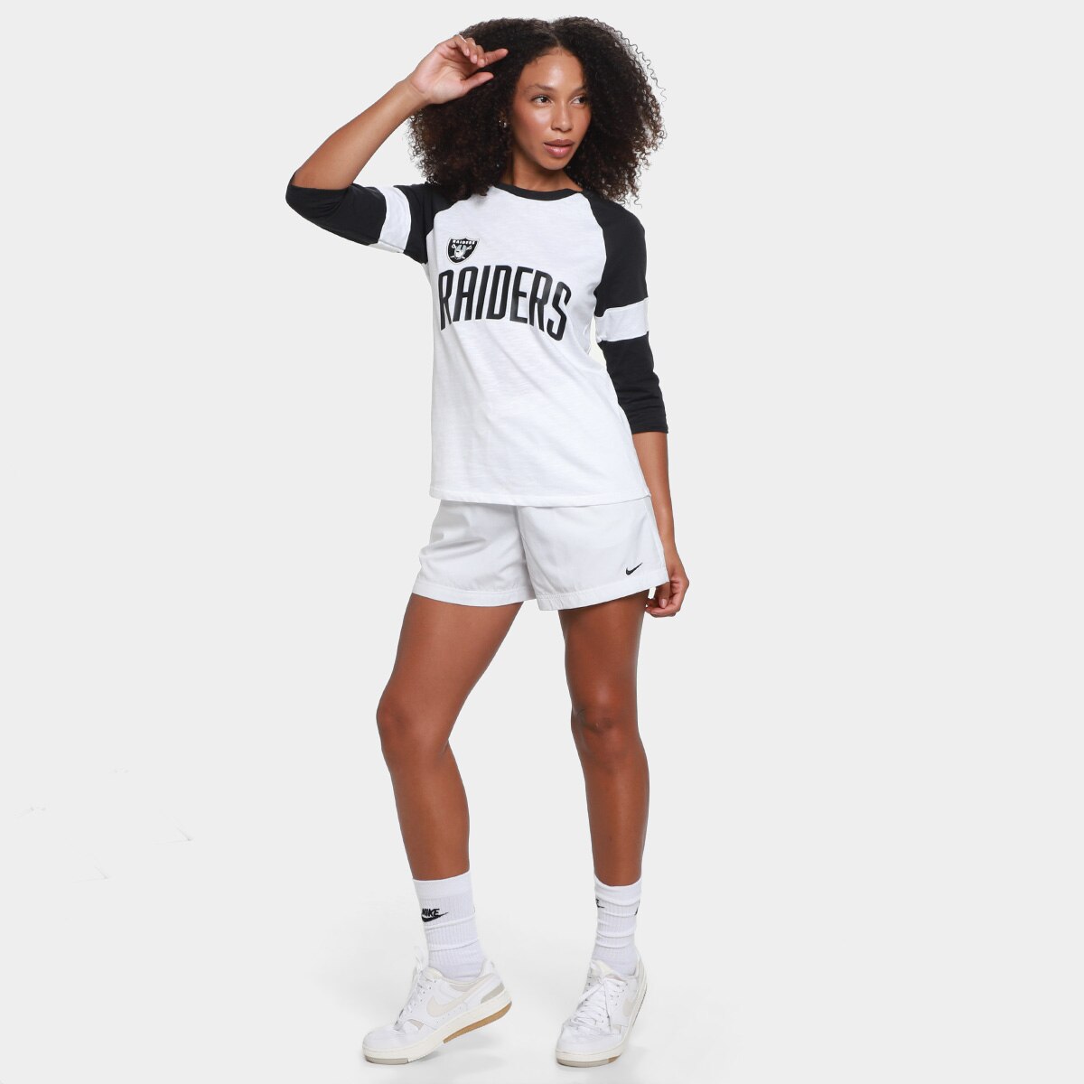 Camiseta Nike NFL Las Vegas Raiders Slub 3Q Raglan Feminina - 4