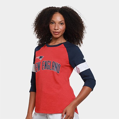 Camiseta Nike NFL New England Patriots Slub 3Q Raglan Feminina - Feminino