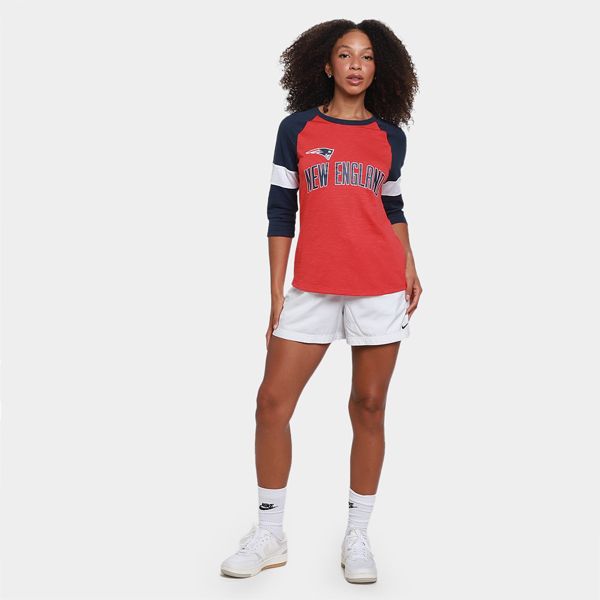 Camiseta Nike NFL New England Patriots Slub 3Q Raglan Feminina - 4