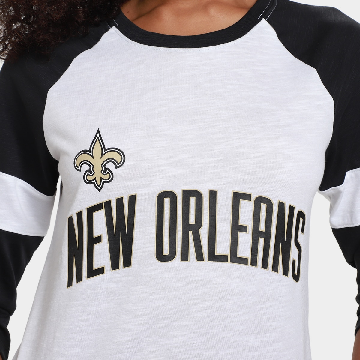 Camiseta Nike NFL New Orleans Saints Slub 3Q Raglan Feminina - 2