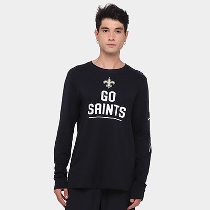 Camiseta Nike NFL New Orleans Saints Team Slogan Manga Longa Masculina - Masculino