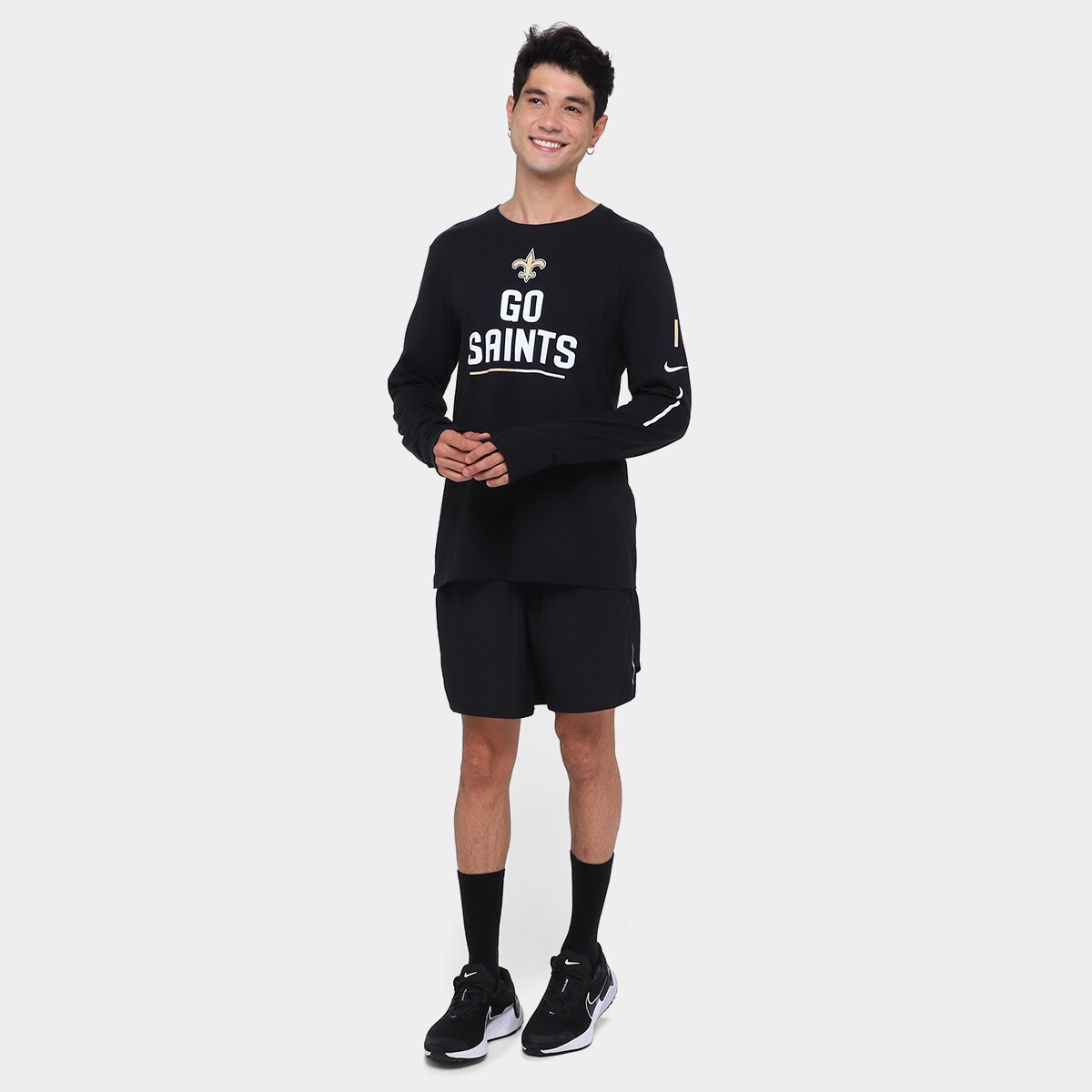 Camiseta Nike NFL New Orleans Saints Team Slogan Manga Longa Masculina - 3