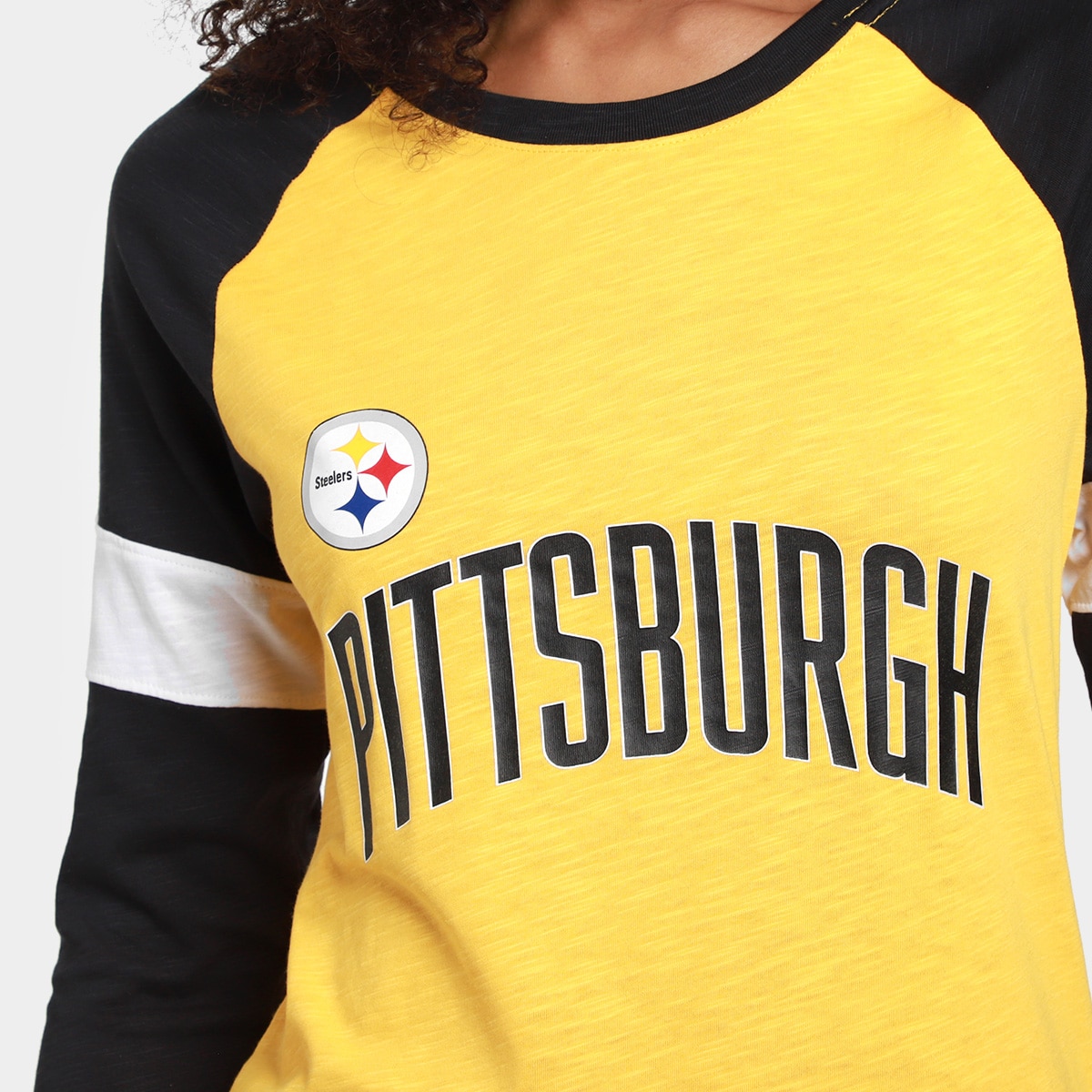 Camiseta Nike NFL Pittsburgh Steelers Slub 3Q Raglan Feminina - 2