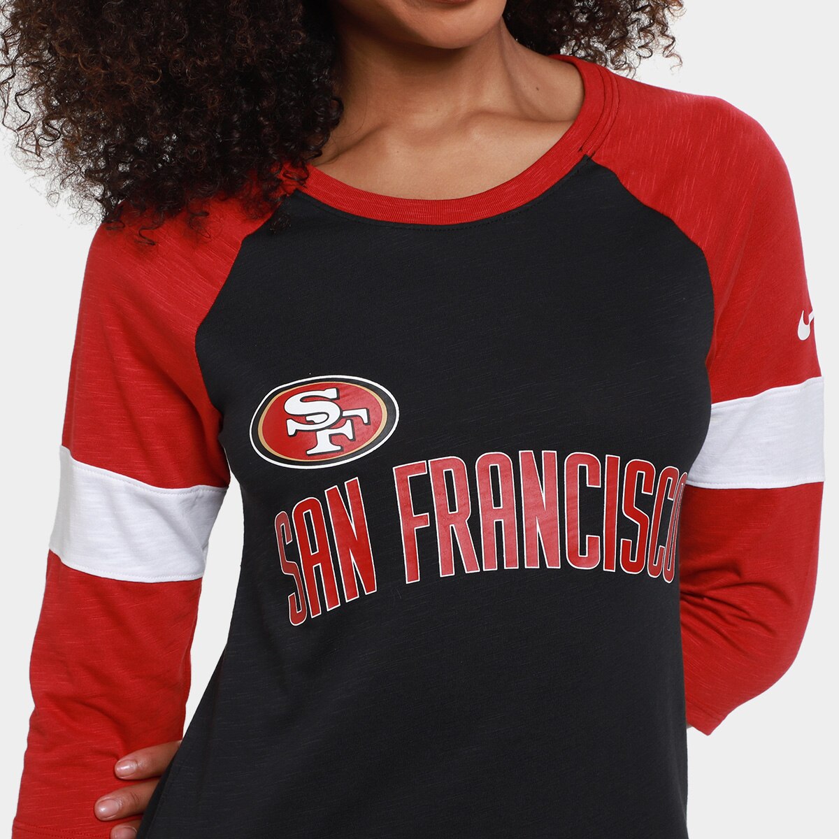 Camiseta Nike NFL San Francisco 49ers Slub 3Q Raglan Feminina - 2