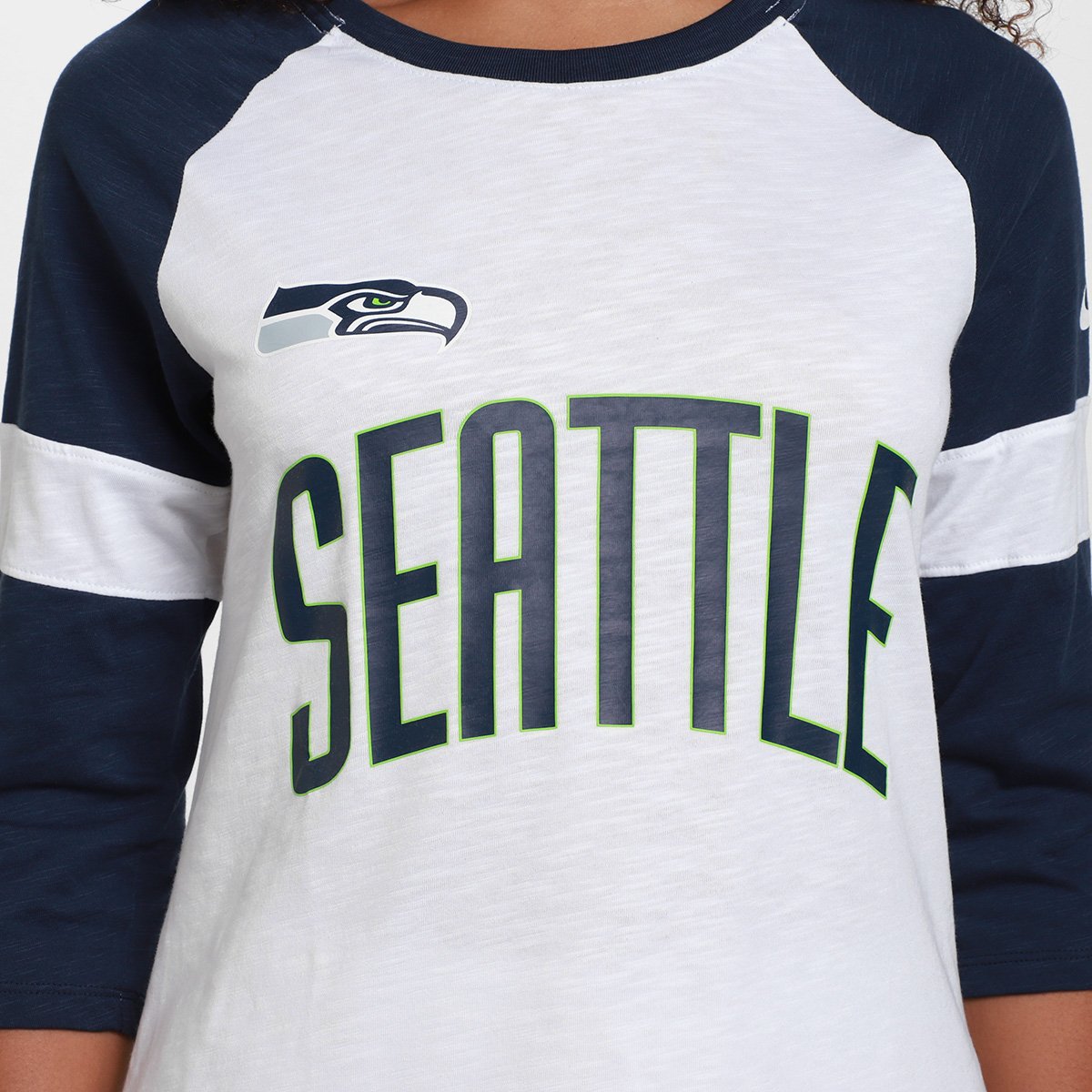 Camiseta Nike NFL Seattle Seahawks Slub 3Q Raglan Feminina - 2