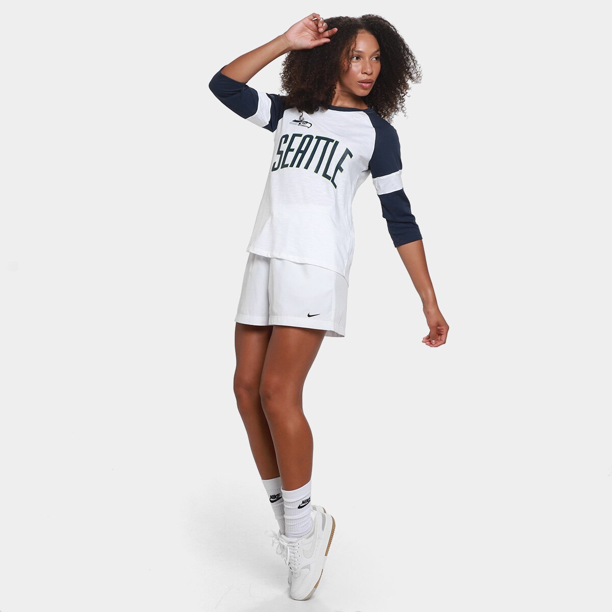 Camiseta Nike NFL Seattle Seahawks Slub 3Q Raglan Feminina - 4