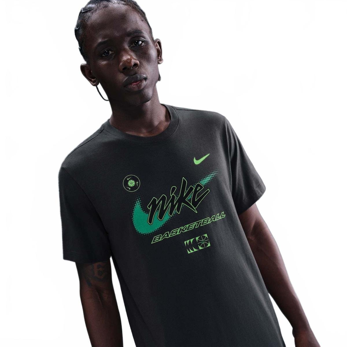 Camiseta Nike Oc Moto 3 Masculina - Cinza+Verde | Netshoes