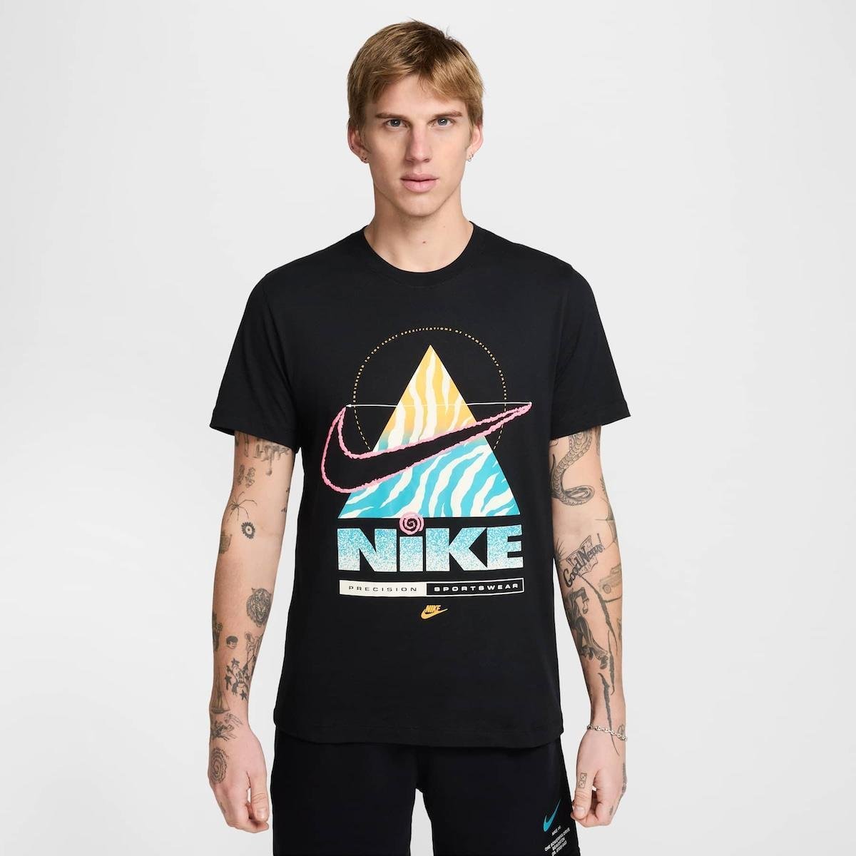 Camiseta Nike Sportswear OC Masculina - Preto+Azul | Netshoes