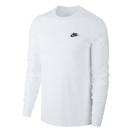 Camiseta Nike Sportwear Borbado Manga Longa Masculina - Branco+Preto Menor preço em Camiseta Nike Sportwear Borbado Manga Longa Masculina - Branco+Preto