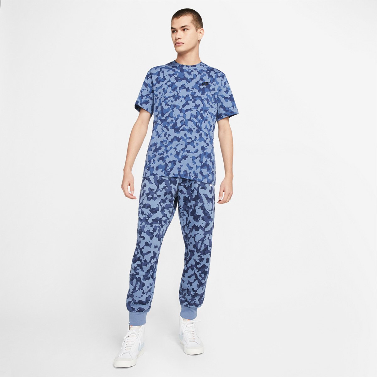 camiseta nike camuflada azul