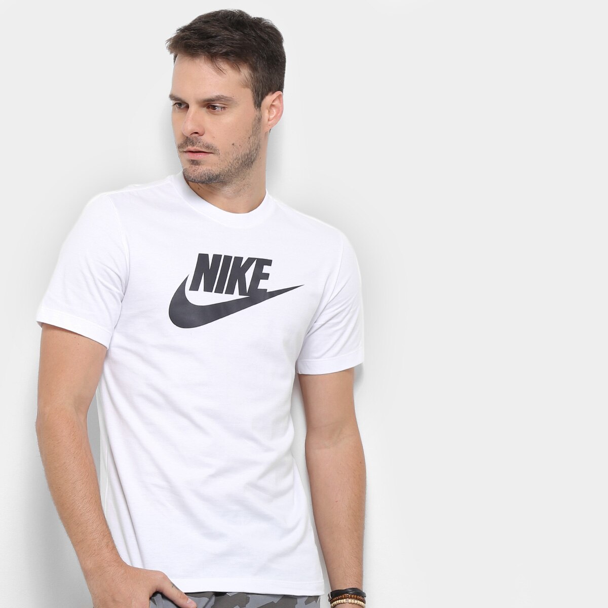 Camiseta Nike Sportwear Icon Futura Masculina Branco Preto