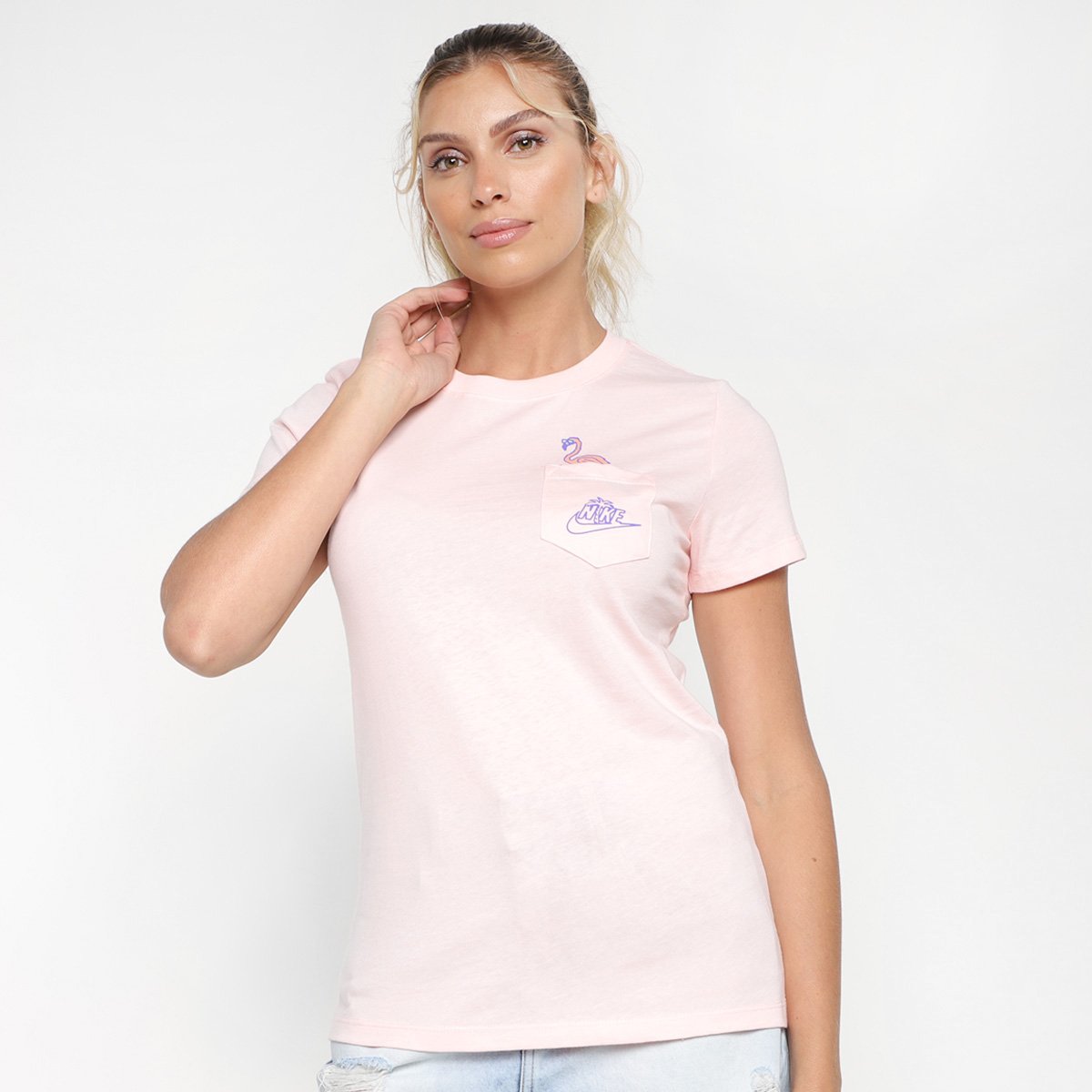 camiseta nike rosa claro
