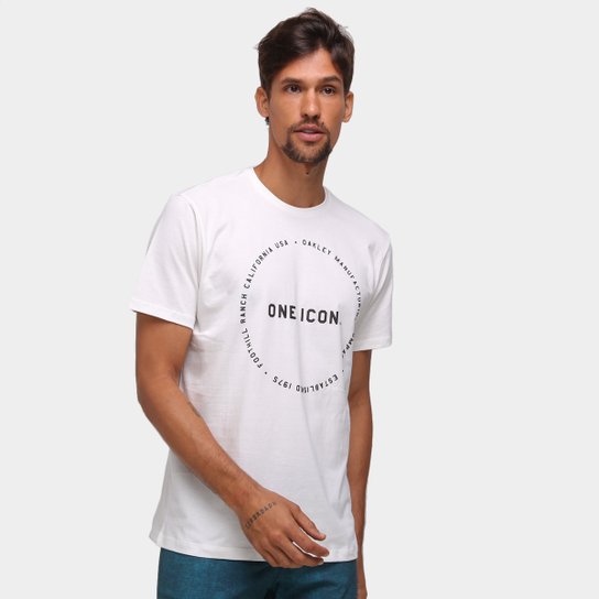 Camiseta Oakley One Icon Circle Masculina - Branco Menor preço em Camiseta Oakley One Icon Circle Masculina - Branco