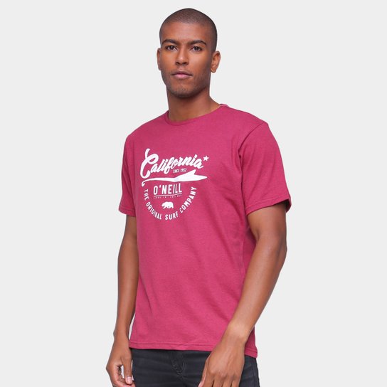 Camiseta O'Neill Estampada Califórnia Masculina - Vermelho Menor preço em Camiseta O'Neill Estampada Califórnia Masculina - Vermelho