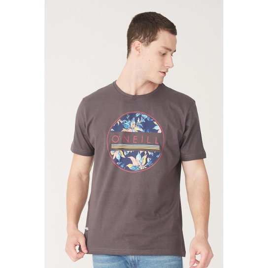 Camiseta O'Neill Estampada Masculino - Cinza Menor preço em Camiseta O'Neill Estampada Masculino - Cinza