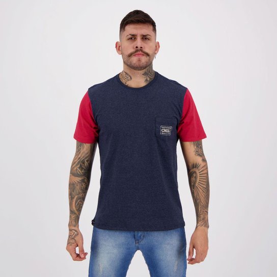 Camiseta O'Neill Rounder Marinho e Vermelha - Azul Menor preço em Camiseta O'Neill Rounder Marinho e Vermelha - Azul