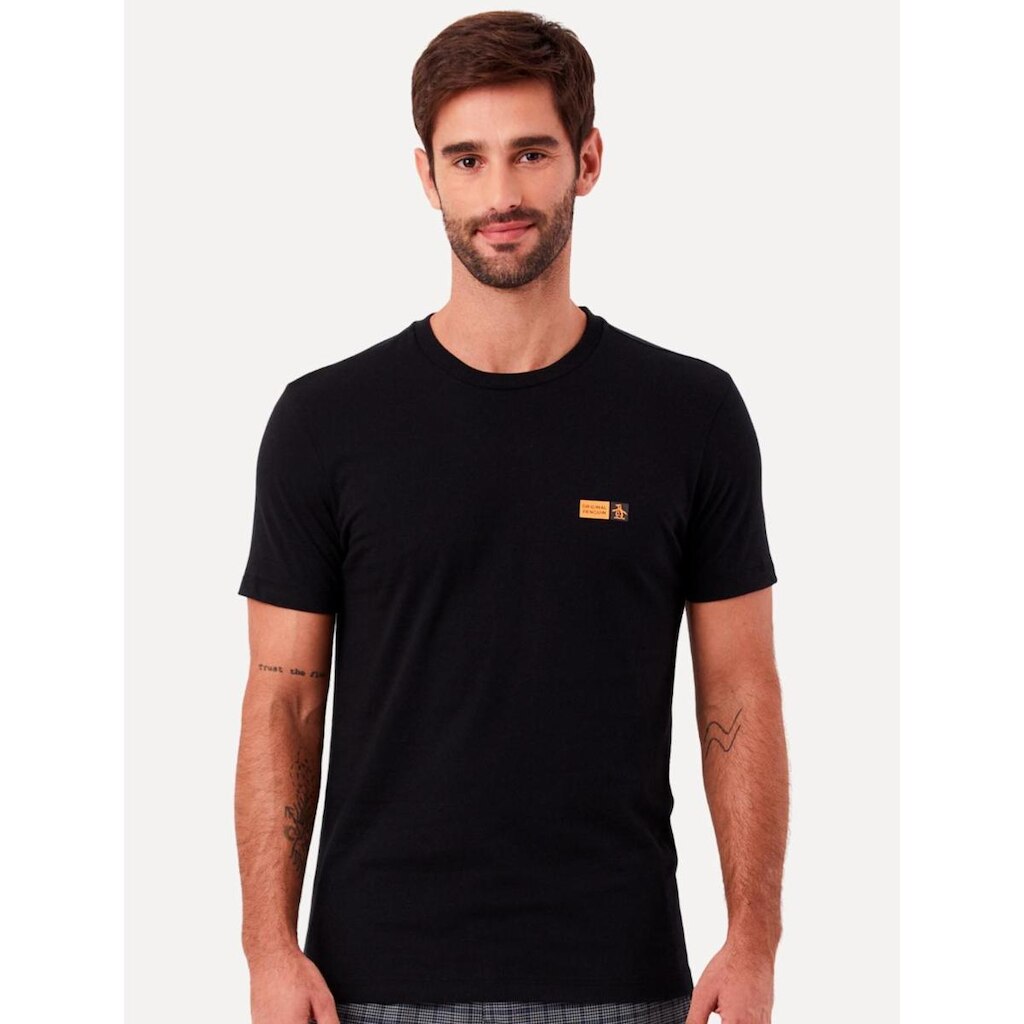 Camiseta Original Penguin Masculina Slim Rubber Logo Preta