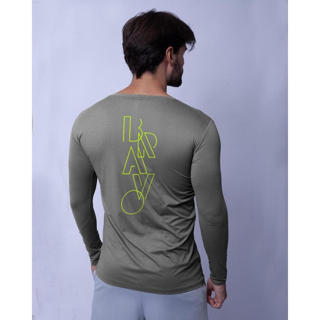 Camiseta Outline Manga Longa Cinza