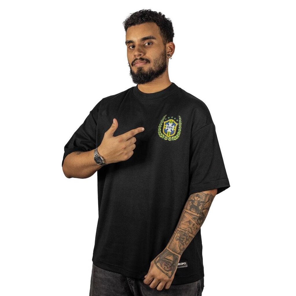 Camiseta Overking Oversized Fute de Rua Preto