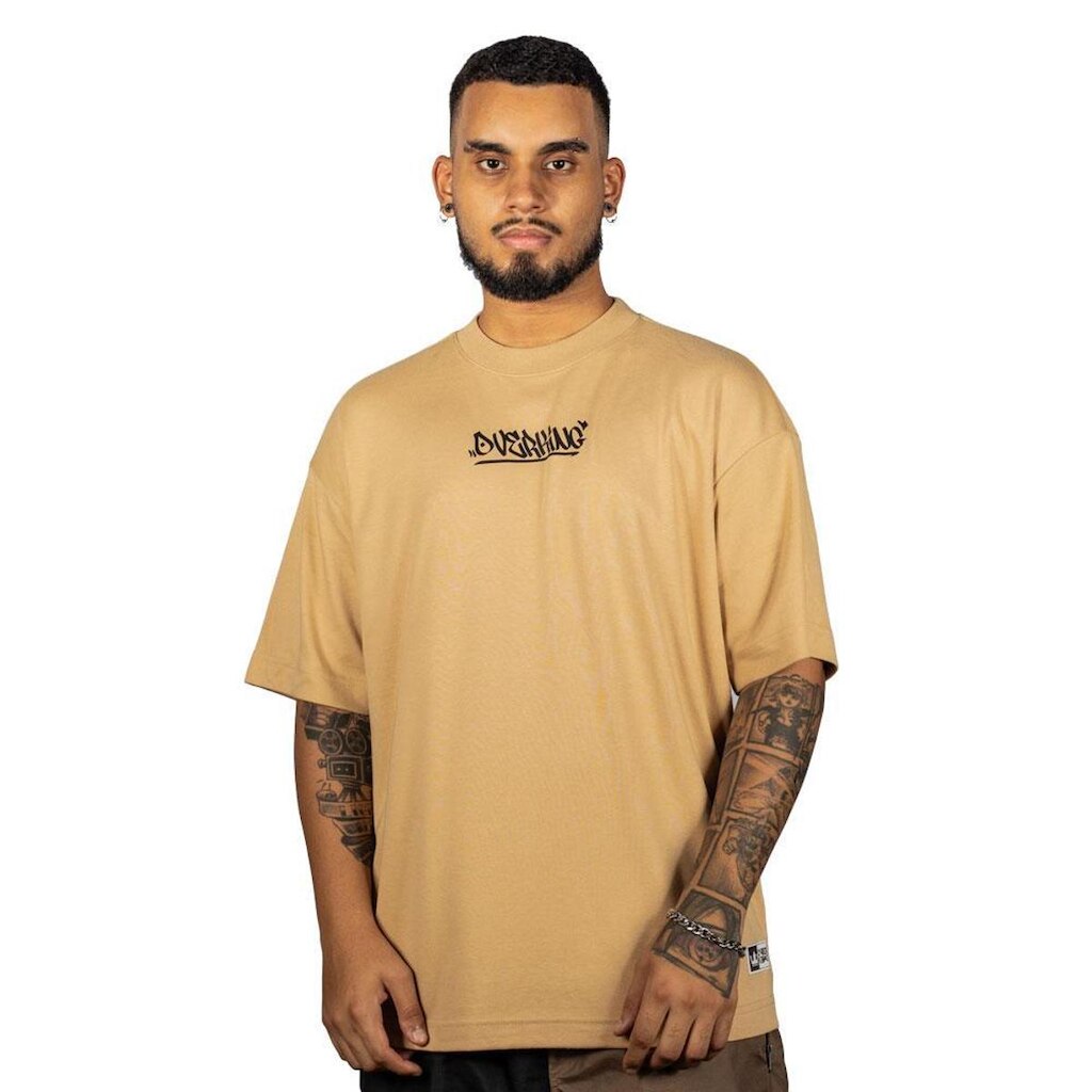 Camiseta Overking Oversized Pixo 2 Bege