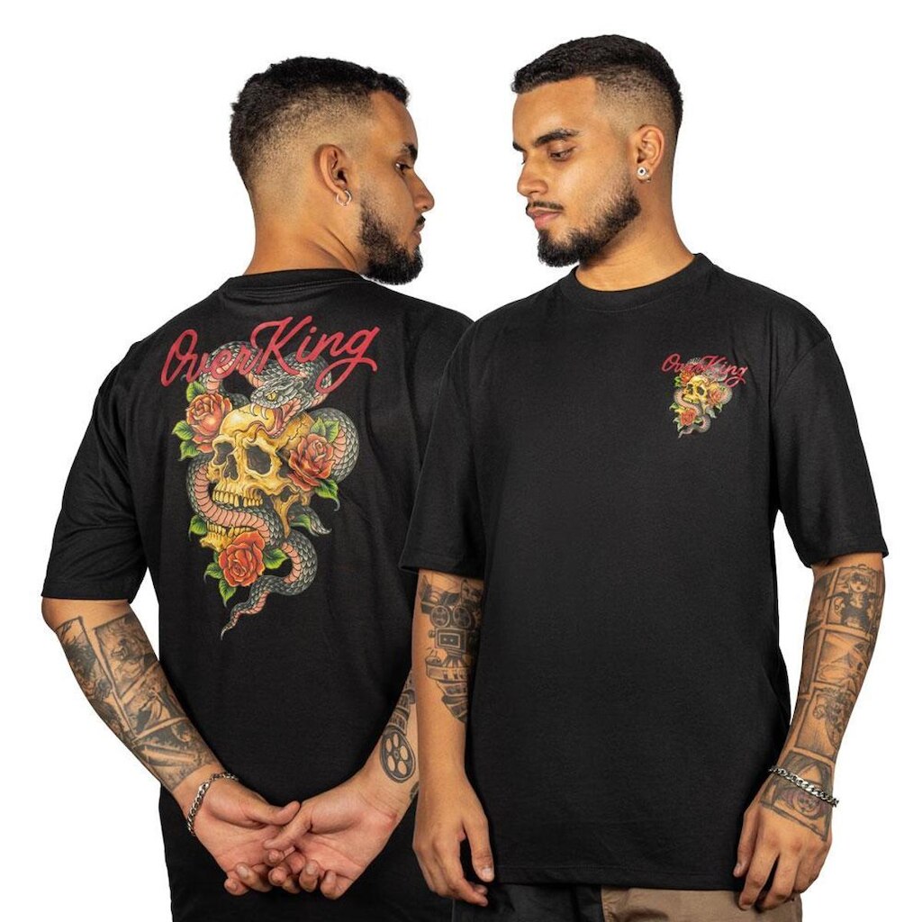 Camiseta Overking Skull Snake Preto