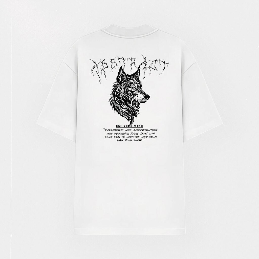 Camiseta Oversized Abstract Streetwear Estampada Lobo And Determination