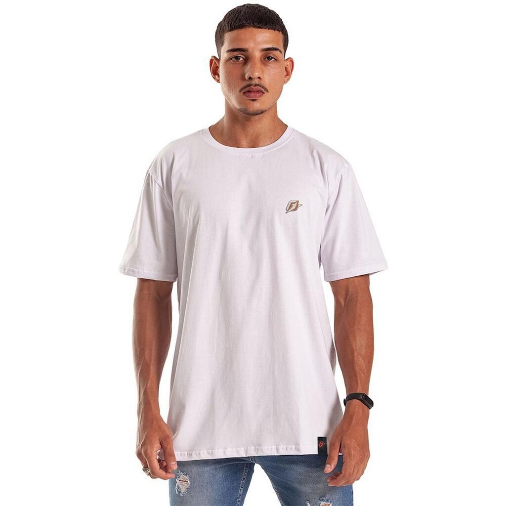 Camiseta Oversized Basics Over Branco Patch Branco