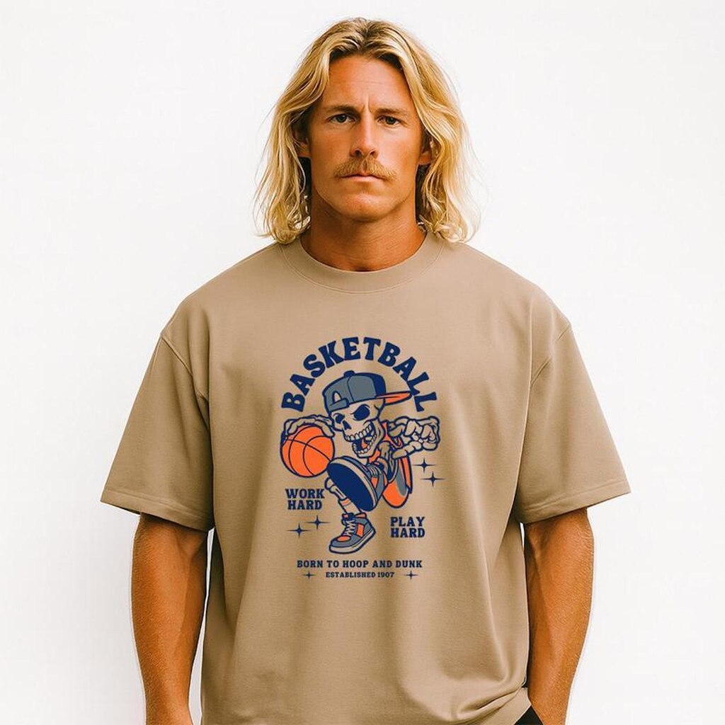 Camiseta Oversized Basquete Masculina Algodão Premium