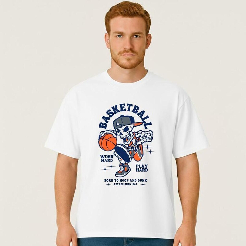 Camiseta Oversized Basquete Masculina Algodão Premium