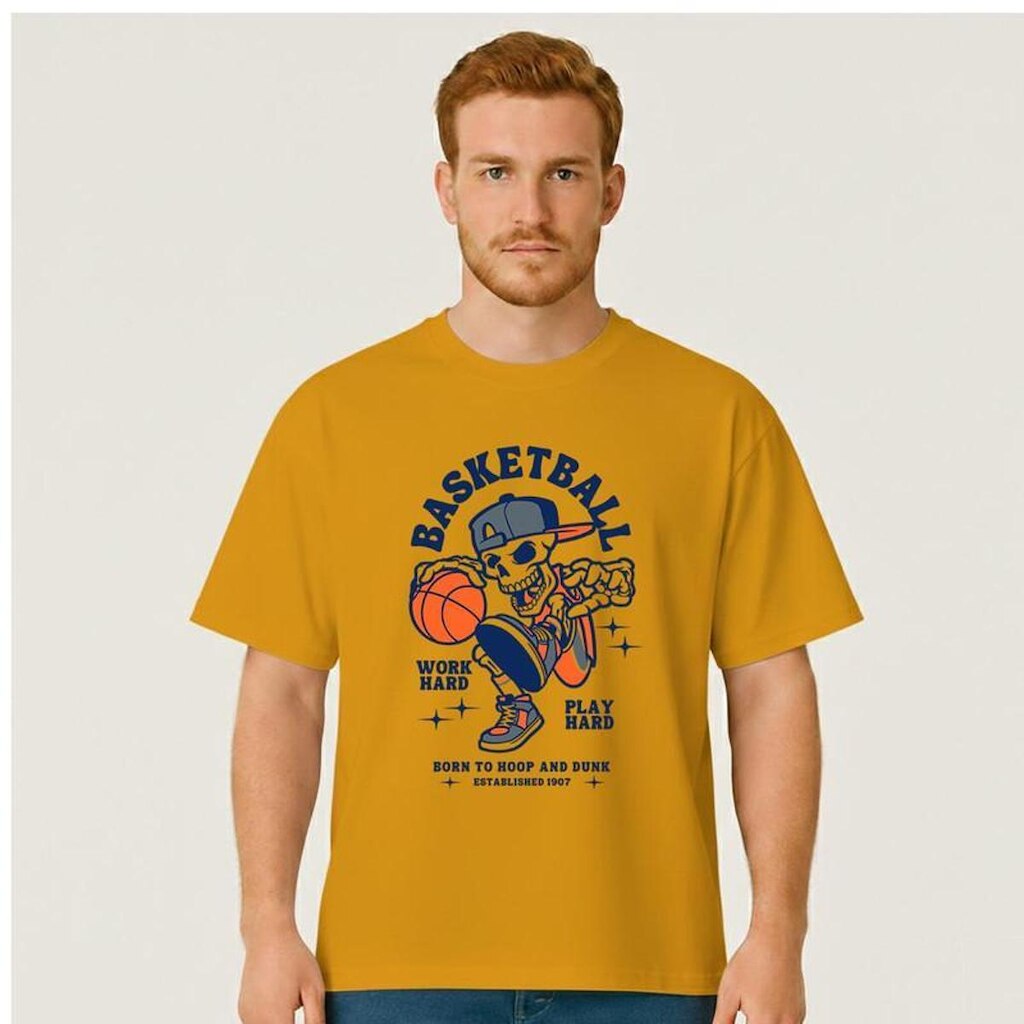 Camiseta Oversized Basquete Masculina Algodão Premium
